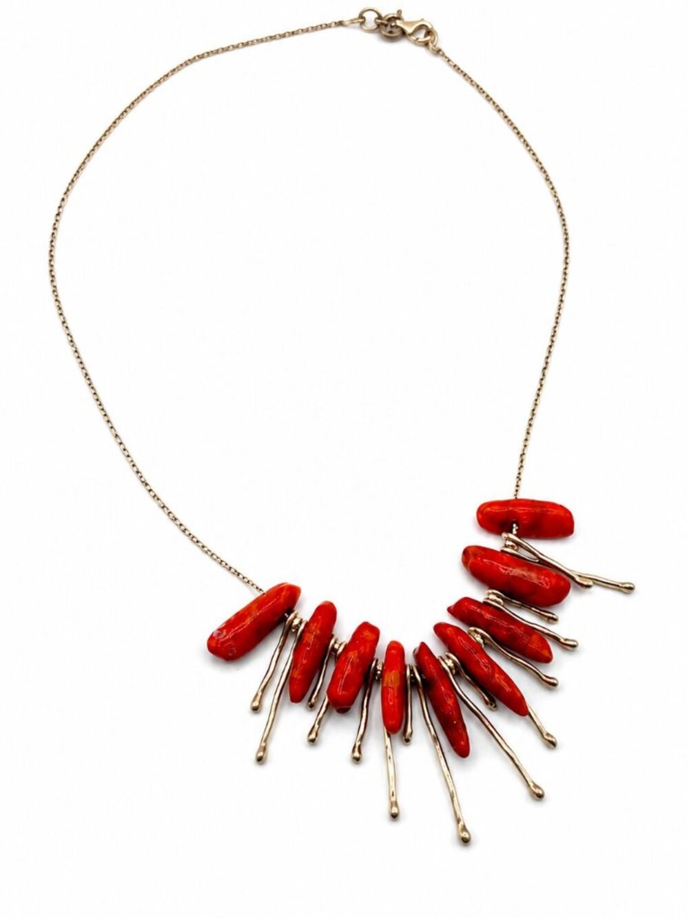 Beit Nir Coral Necklace 925 Israel Coral Fringe Vintage Natural Nuggets